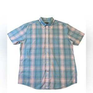 John Bartlett Consensus Blue & Pink Plaid Button-Up Shirt (Men’s Size L)
